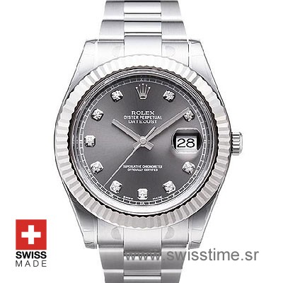 Rolex Datejust 2 Black | Rolex Rhodium Diamond Dial Watch