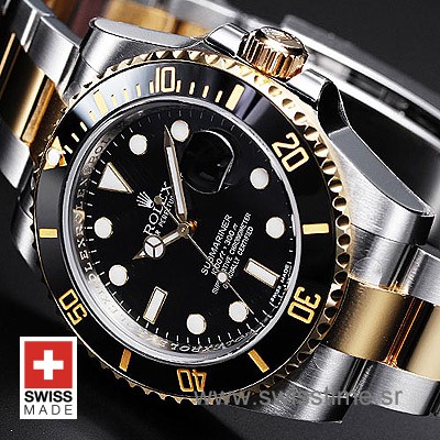 Rolex Submariner Black Dial Two Tone Swiss Replica Watch