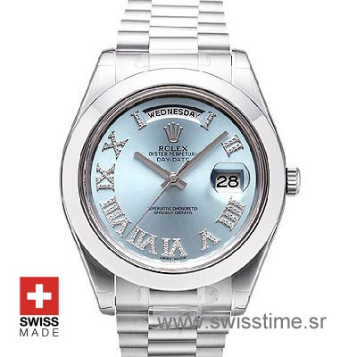 Rolex Day Date II Blue Roman Diamonds Dial | Swisstime Watch