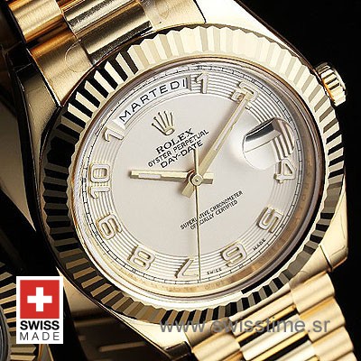 Rolex Day-Date II Gold White Arabic-1165