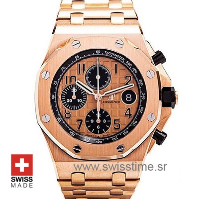 Audemars Piguet Royal Oak Offshore Rose Gold 2014 Pink Dial 42mm Swiss Replica