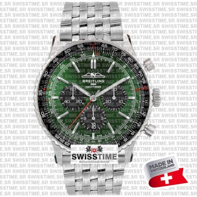 Breitling Navitimer B01 Chronograph Green Dial 46mm Swiss Replica Superclone Ref.ab0137241l1a1