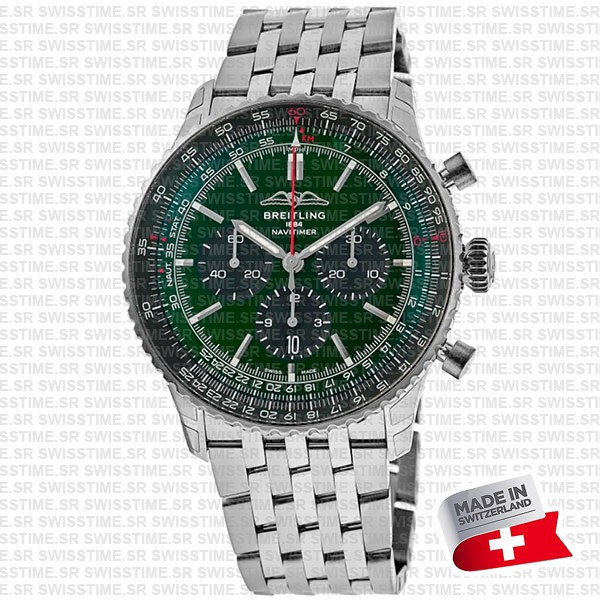 Breitling Navitimer B01 Chronograph Green Dial 46mm Swiss Replica Superclone Ref.ab0137241l1a1