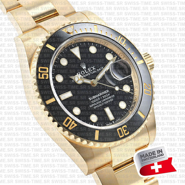 SwissTime Rolex Submariner Gold Black 41mm Swiss Replica