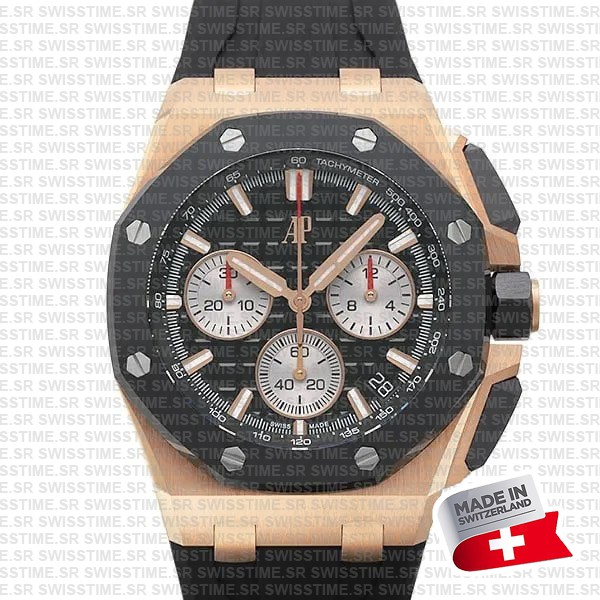 Audemars Piguet Royal Oak Offshore Chronograph 43m Rose Gold Ceramic Black Dial Ref.26420ro.oo.a002ca.01 Swiss Made Replica Super Clone