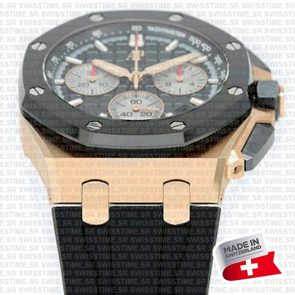 Audemars Piguet Royal Oak Offshore Chronograph 43m Rose Gold Ceramic Black Dial Ref.26420ro.oo.a002ca.01 Swiss Made Replica Super Clone