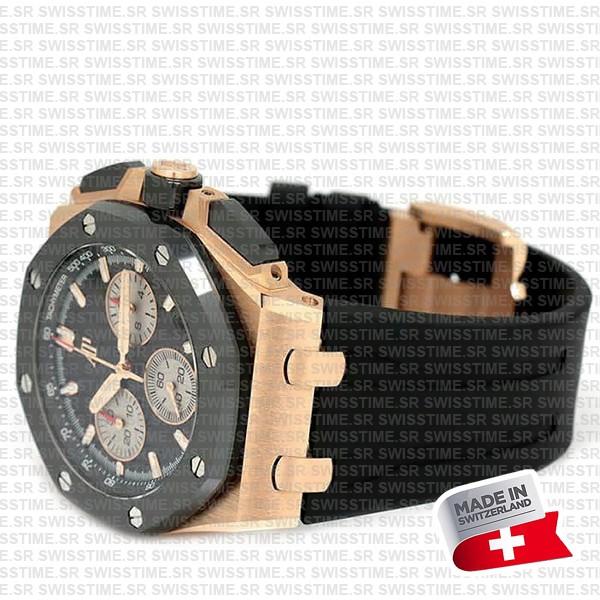 Audemars Piguet Royal Oak Offshore Chronograph 43m Rose Gold Ceramic Black Dial Ref.26420ro.oo.a002ca.01 Swiss Made Replica Super Clone