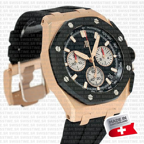 Audemars Piguet Royal Oak Offshore Chronograph 43m Rose Gold Ceramic Black Dial Ref.26420ro.oo.a002ca.01 Swiss Made Replica Super Clone