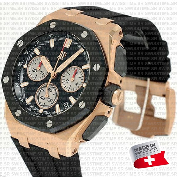 Audemars Piguet Royal Oak Offshore Chronograph 43m Rose Gold Ceramic Black Dial Ref.26420ro.oo.a002ca.01 Swiss Made Replica Super Clone