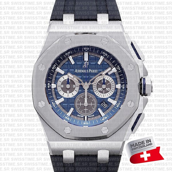 Audemars Piguet Royal Oak Offshore Chronograph Titanium 42mm Blue Dial Rubber Strap Swiss Made Replica Super Clone