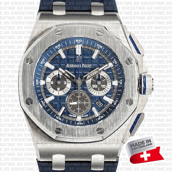 Audemars Piguet Royal Oak Offshore Chronograph Titanium 42mm Blue Dial Rubber Strap Swiss Made Replica Super Clone