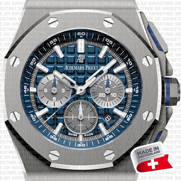 Audemars Piguet Royal Oak Offshore Chronograph Titanium 42mm Blue Dial Rubber Strap Swiss Made Replica Super Clone