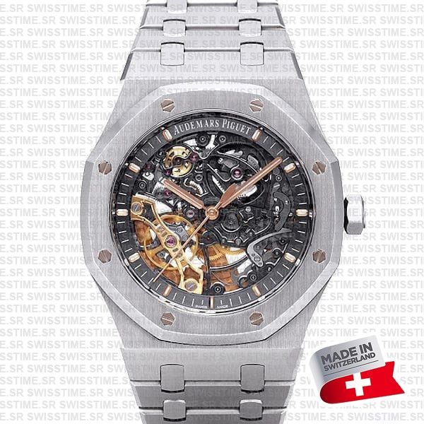 Audemars Piguet Royal Oak Skeleton Double Balance Wheel Openworked Steel 41mm Swiss Made Replica Superclone