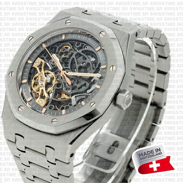 Audemars Piguet Royal Oak Skeleton Double Balance Wheel Openworked Steel 41mm Swiss Made Replica Superclone