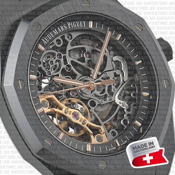 Audemars Piguet Royal Oak Skeleton Black Ceramic Double Balance Wheel Openworked 41mm Swiss Made Replica Superclone