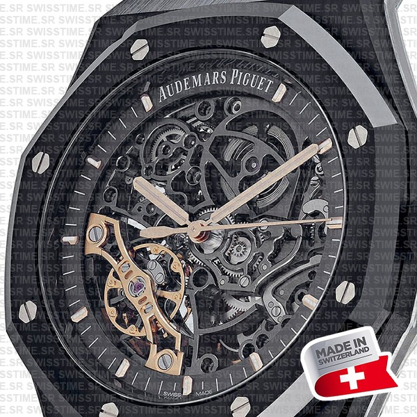 Audemars Piguet Royal Oak Skeleton Black Ceramic Double Balance Wheel Openworked 41mm Swiss Made Replica Superclone