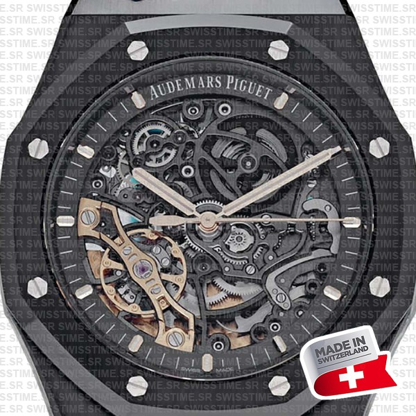 Audemars Piguet Royal Oak Skeleton Black Ceramic Double Balance Wheel Openworked 41mm Swiss Made Replica Superclone