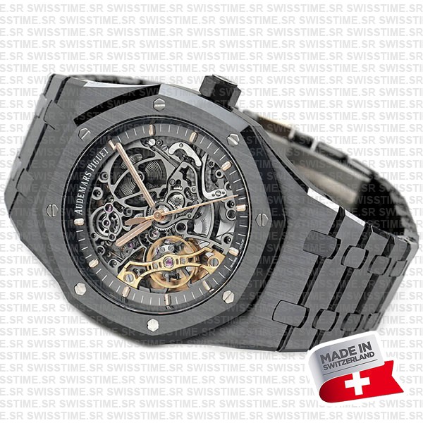 Audemars Piguet Royal Oak Skeleton Black Ceramic Double Balance Wheel Openworked 41mm Swiss Made Replica Superclone