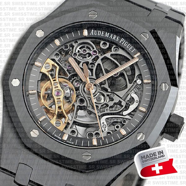 Audemars Piguet Royal Oak Skeleton Black Ceramic Double Balance Wheel Openworked 41mm Swiss Made Replica Superclone