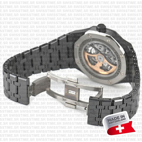 Audemars Piguet Royal Oak Skeleton Black Ceramic Double Balance Wheel Openworked 41mm Swiss Made Replica Superclone