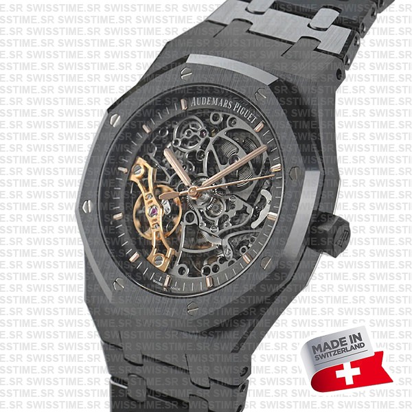 Audemars Piguet Royal Oak Skeleton Black Ceramic Double Balance Wheel Openworked 41mm Swiss Made Replica Superclone