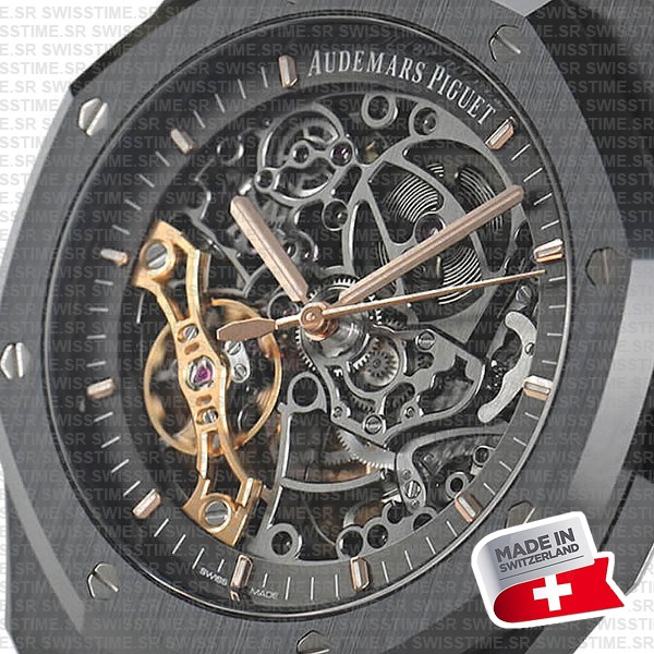 Audemars Piguet Royal Oak Skeleton Black Ceramic Double Balance Wheel Openworked 41mm Swiss Made Replica Superclone