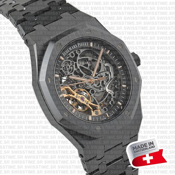 Audemars Piguet Royal Oak Skeleton Black Ceramic Double Balance Wheel Openworked 41mm Swiss Made Replica Superclone