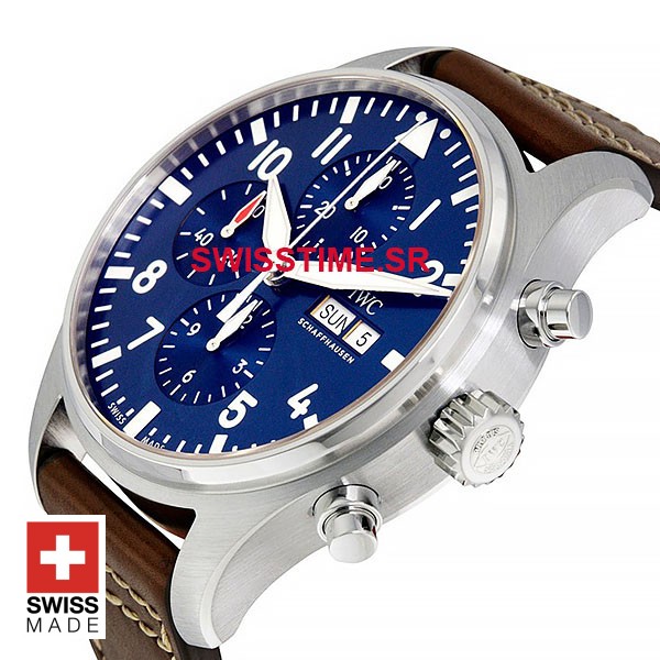 2023 IWC Pilot IW377714 Le Petit Prince Automatic Chronograph Day Date 43mm  Blue Wristwatch with Box and Papers