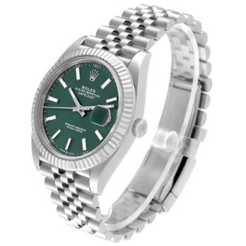 Rolex Datejust 41 Jubilee Green Dial Stick Markers 904l Steel 18k White Gold Fluted Bezel 41mm Swiss Replica Superclone