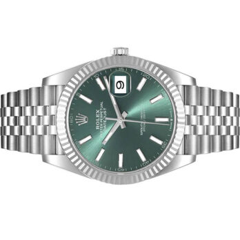 Rolex Datejust 41 Jubilee Green Dial Stick Markers 904l Steel 18k White Gold Fluted Bezel 41mm Swiss Replica Superclone