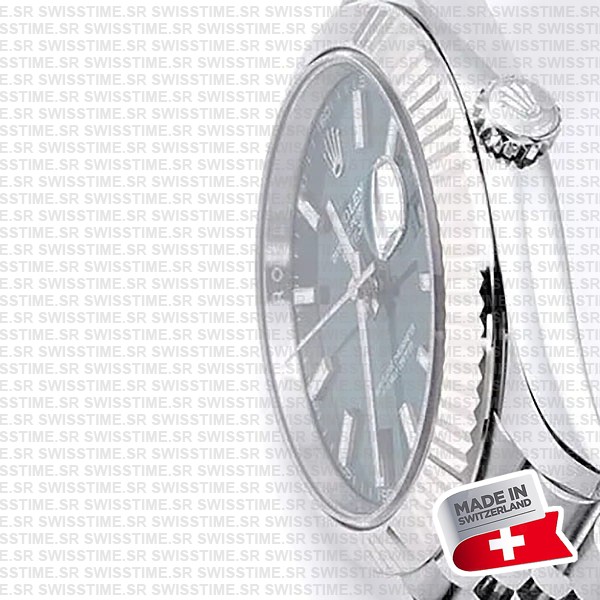 Rolex Datejust 41 Jubilee Green Dial Stick Markers 904l Steel 18k White Gold Fluted Bezel 41mm Swiss Replica Superclone