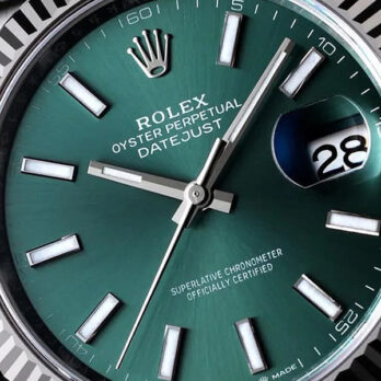 Rolex Datejust 41 Jubilee Green Dial Stick Markers 904l Steel 18k White Gold Fluted Bezel 41mm Swiss Replica Superclone