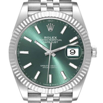 Rolex Datejust 41 Jubilee Green Dial Stick Markers 904l Steel 18k White Gold Fluted Bezel 41mm Swiss Replica Superclone