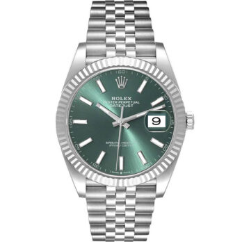 Rolex Datejust 41 Jubilee Green Dial Stick Markers 904l Steel 18k White Gold Fluted Bezel 41mm Swiss Replica Superclone