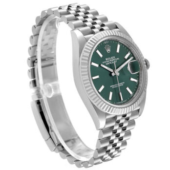 Rolex Datejust 41 Jubilee Green Dial Stick Markers 904l Steel 18k White Gold Fluted Bezel 41mm Swiss Replica Superclone