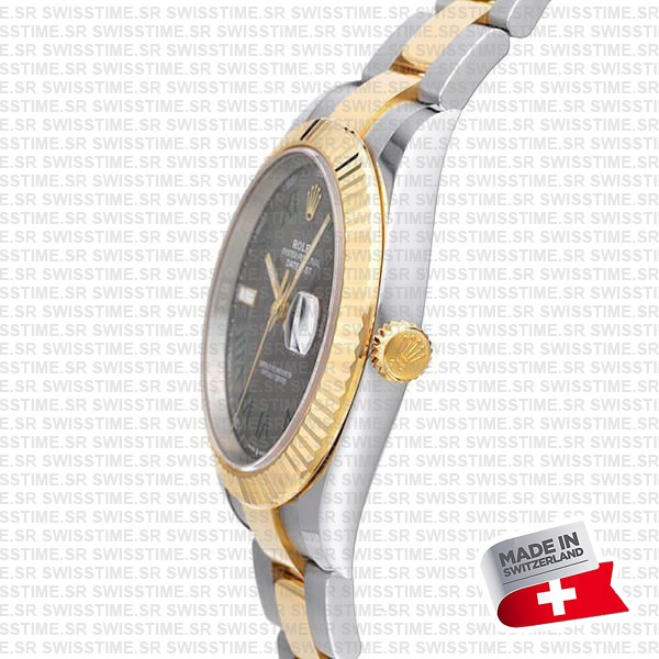 Rolex Datejust 41 Oyster 2-tone 18k Yellow Gold/904l Steel Wimbledon Slate Grey Roman Fluted Ref.126333 Swiss Replica Superclone