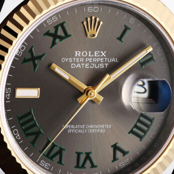 Rolex Datejust 41 Oyster 2-tone 18k Yellow Gold/904l Steel Wimbledon Slate Grey Roman Fluted Ref.126333 Swiss Replica Superclone
