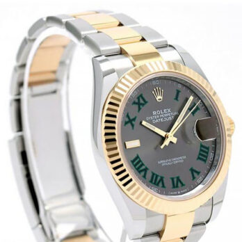 Rolex Datejust 41 Oyster 2-tone 18k Yellow Gold/904l Steel Wimbledon Slate Grey Roman Fluted Ref.126333 Swiss Replica Superclone