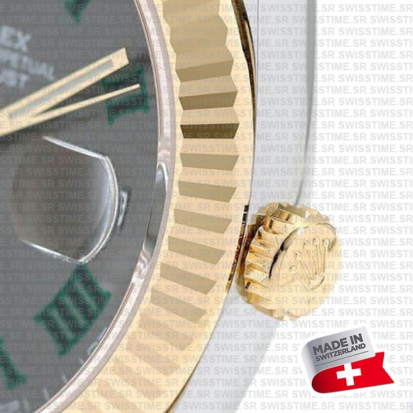 Rolex Datejust 41 Oyster 2-tone 18k Yellow Gold/904l Steel Wimbledon Slate Grey Roman Fluted Ref.126333 Swiss Replica Superclone