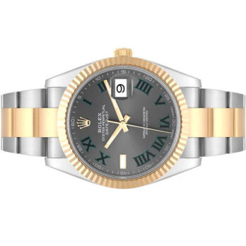 Rolex Datejust 41 Oyster 2-tone 18k Yellow Gold/904l Steel Wimbledon Slate Grey Roman Fluted Ref.126333 Swiss Replica Superclone