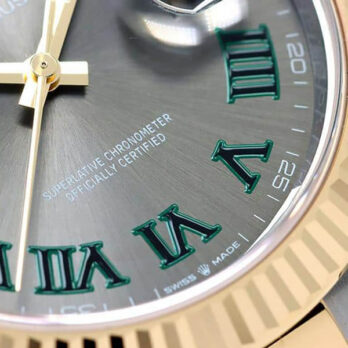Rolex Datejust 41 Oyster 2-tone 18k Yellow Gold/904l Steel Wimbledon Slate Grey Roman Fluted Ref.126333 Swiss Replica Superclone