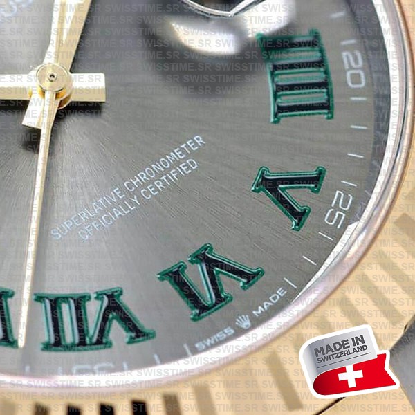 Rolex Datejust 41 Oyster 2-tone 18k Yellow Gold/904l Steel Wimbledon Slate Grey Roman Fluted Ref.126333 Swiss Replica Superclone