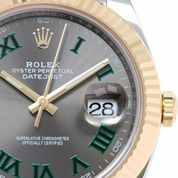 Rolex Datejust 41 Oyster 2-tone 18k Yellow Gold/904l Steel Wimbledon Slate Grey Roman Fluted Ref.126333 Swiss Replica Superclone