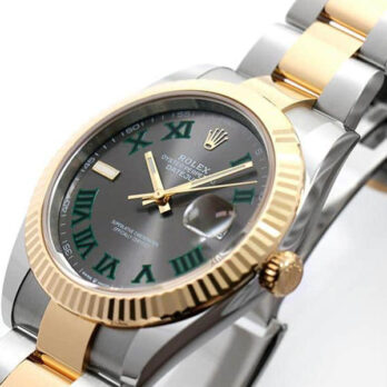 Rolex Datejust 41 Oyster 2-tone 18k Yellow Gold/904l Steel Wimbledon Slate Grey Roman Fluted Ref.126333 Swiss Replica Superclone