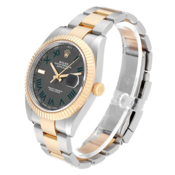 Rolex Datejust 41 Oyster 2-tone 18k Yellow Gold/904l Steel Wimbledon Slate Grey Roman Fluted Ref.126333 Swiss Replica Superclone