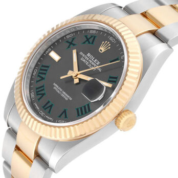 Rolex Datejust 41 Oyster 2-tone 18k Yellow Gold/904l Steel Wimbledon Slate Grey Roman Fluted Ref.126333 Swiss Replica Superclone