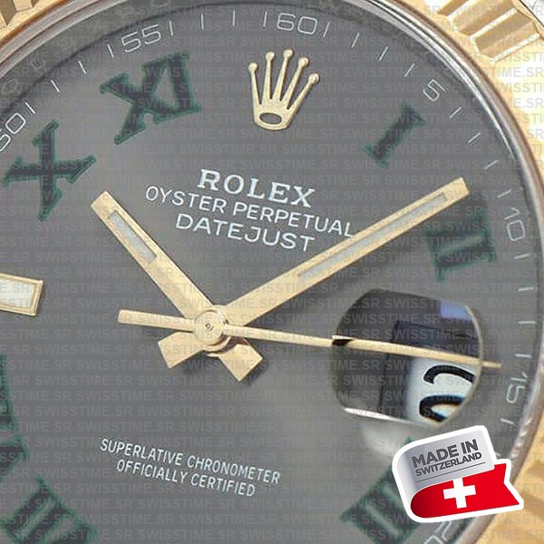 Rolex Datejust 41 Oyster 2-tone 18k Yellow Gold/904l Steel Wimbledon Slate Grey Roman Fluted Ref.126333 Swiss Replica Superclone