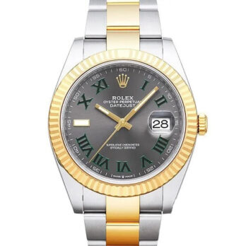 Rolex Datejust 41 Oyster 2-tone 18k Yellow Gold/904l Steel Wimbledon Slate Grey Roman Fluted Ref.126333 Swiss Replica Superclone
