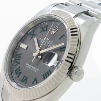Rolex Datejust 41 Oyster 904l Steel Wimbledon Slate Grey Roman Fluted Ref.126334 Swiss Replica Superclone