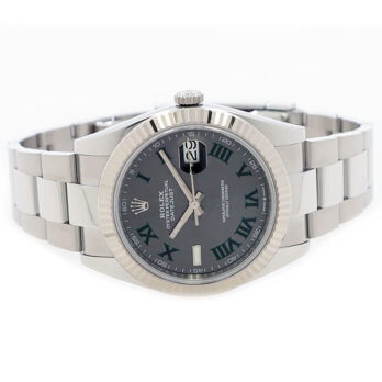Rolex Datejust 41 Oyster 904l Steel Wimbledon Slate Grey Roman Fluted Ref.126334 Swiss Replica Superclone